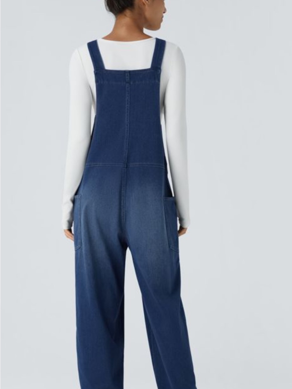 HALARA Dark Blue V-Neck Denim Overalls for Women - Picture 2 of 11